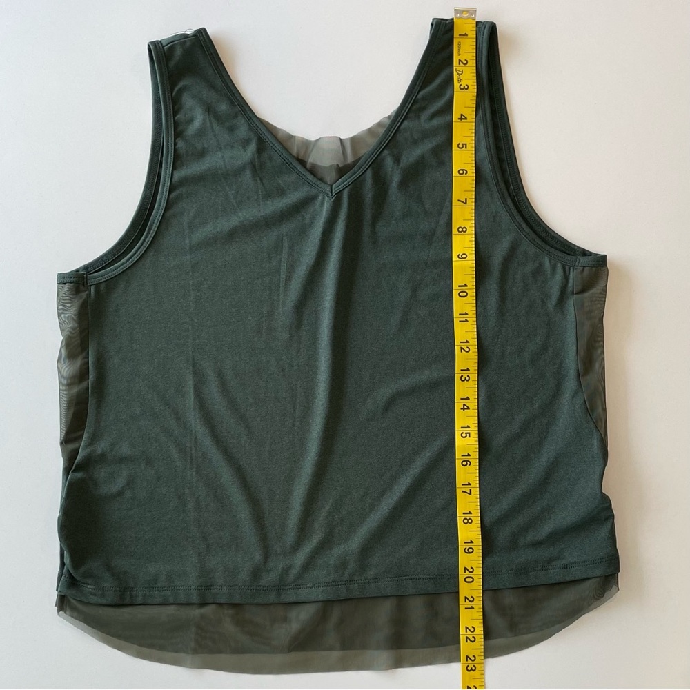 ZYIA V-Neck Tank Top with Mesh insets - Deep Olive Green LARGE - Picture 7 of 9